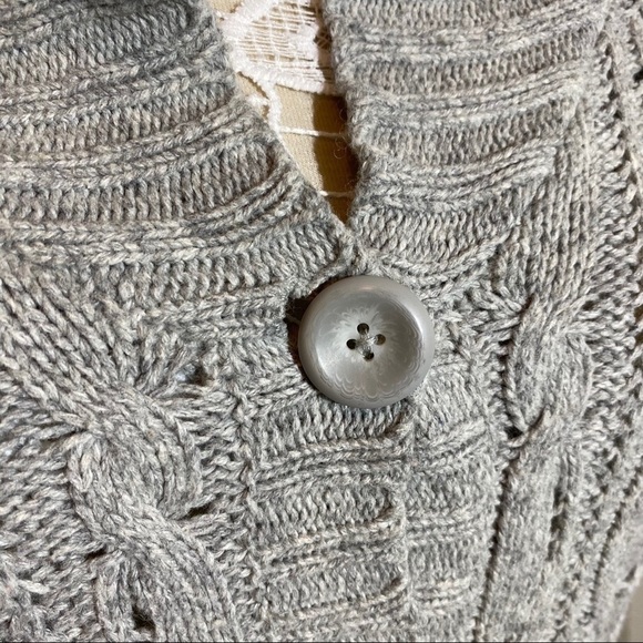 L.O.G.G by H&M short sleeve cardigan gray Cable Knit Cotton Wool Blend size L - Picture 4 of 11